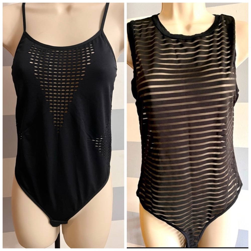 Black Mesh Bodysuit Top